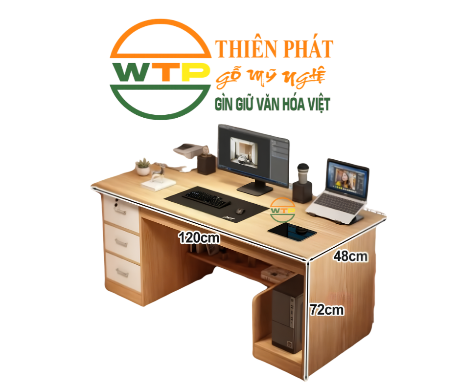 bàn làm việc máy tính tính bằng gỗ